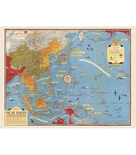 掛軸　世界大戦記念地図 もし枢軸国が第二次世界大戦に勝っていたら、アジアの地図